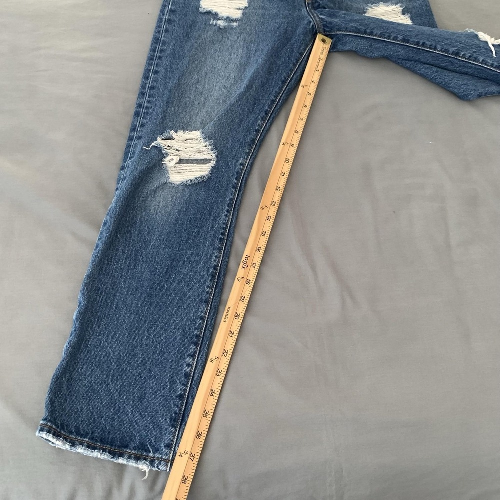 Levis 501 Jeans Mens 28x30 Blue Medium Wash Straight Distressed Denim Pants - Picture 6 of 11